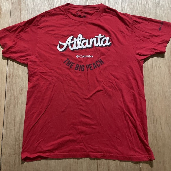 Columbia T Shirt Mens‎ Medium Short Sleeve Atlanta Georgia Big Peach Casual - Picture 1 of 6